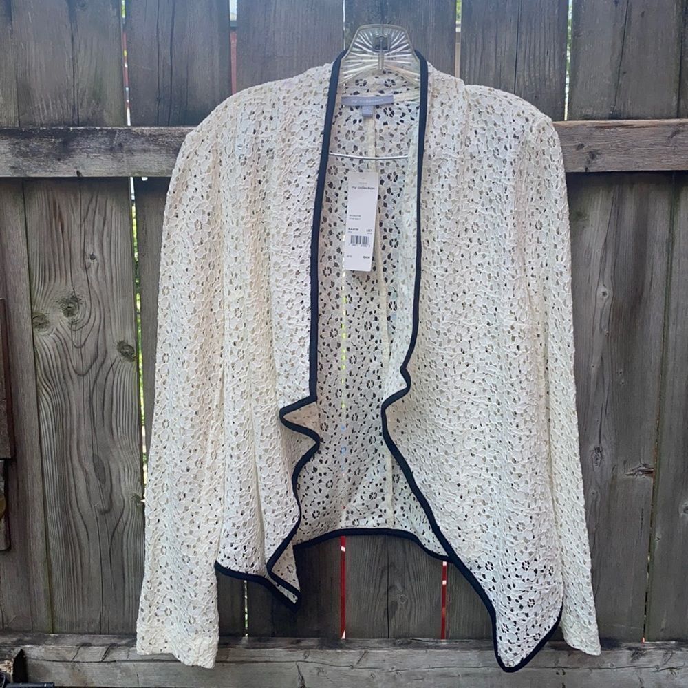 NY Collection open crochet top sz. L